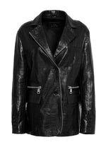 Azelie Croc Effect Leather Jacket - LOL