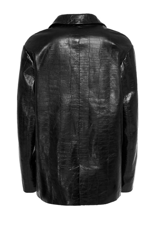 Azelie Croc Effect Leather Jacket - LOL